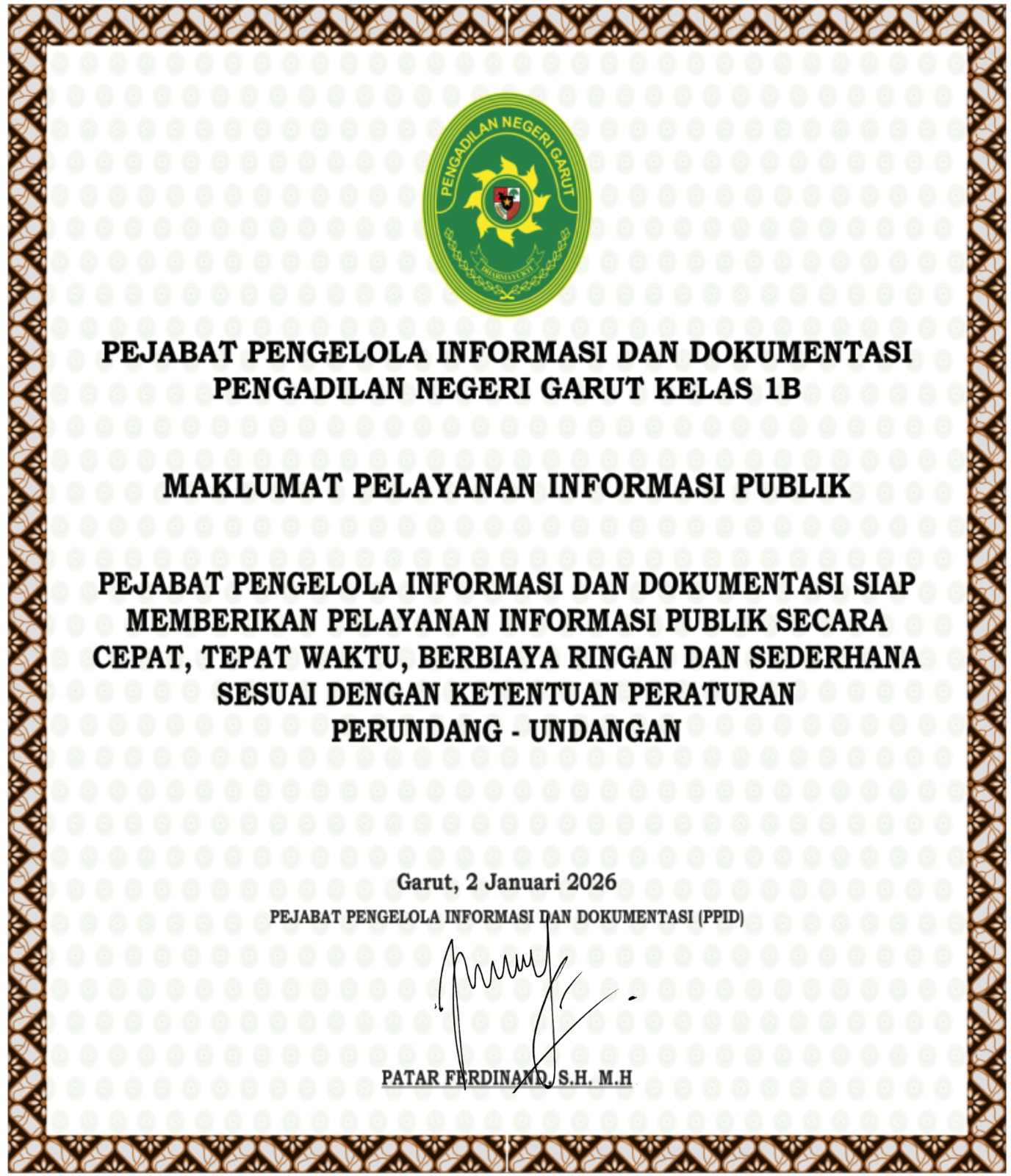 Maklumat Pelayanan Informasi